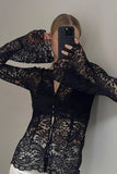 Elegant Lace Button-Up Blouse