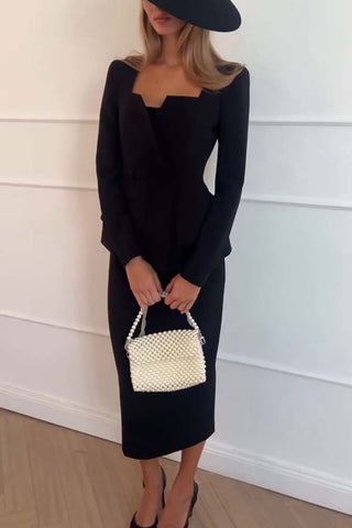 Elegant Peplum Blazer Skirt Set
