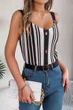 Button-Front Striped Tank Top
