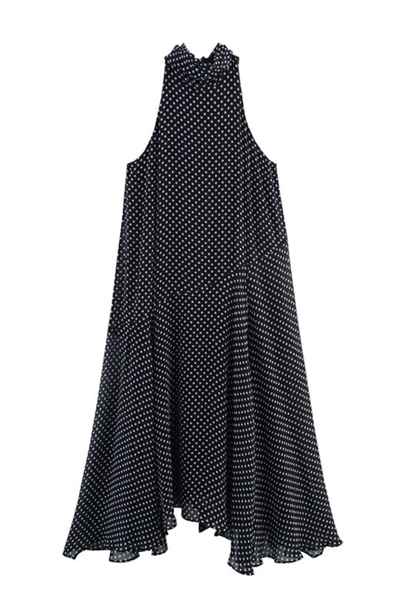 Polka Dot High Neck Casual Dress