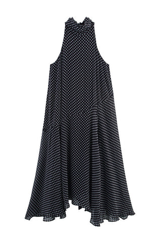 Polka Dot High Neck Casual Dress