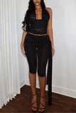 Halter Lace Top with Wrap Pants Set