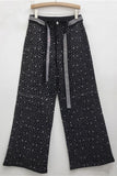 Rhinestone Straight-Leg Jeans with Belt