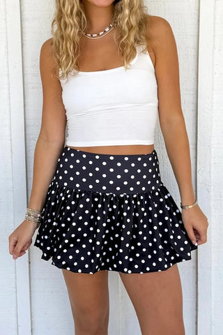 Polka Dot Ruffled Mini Skirt