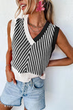 Contrast Chevron V Neck Knit Vest