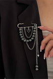 Stylish Safety Pin Brooch with Chains