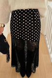 Asymmetric Polka Dot Lace Patchwork Skirt