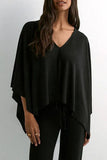 Flowing V-Neck Poncho Blouse