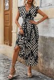 Striped Ruffle Hem Maxi Dress