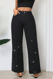 Rhinestone Wide Leg Jeans