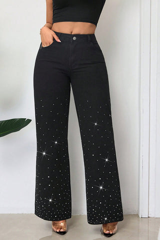 Rhinestone Wide Leg Jeans