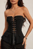 Lace-Up Strapless Corset Top
