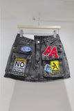 Patch Denim Mini Skirt