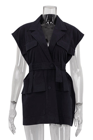 Belted Sleeveless Jacket