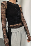 Mesh Overlay Long-Sleeve Top