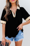 Scallop Trim Short Sleeve Top
