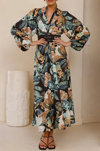 Floral Wrap Belt Dress
