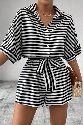 Striped Tie-Waist Romper