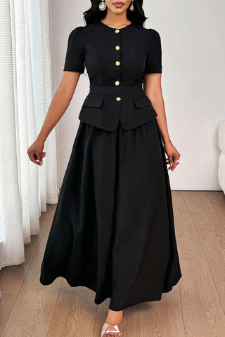 Elegant Button-Up Skirt Set