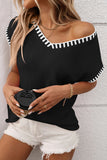 Striped Trim V-Neck Tank Top