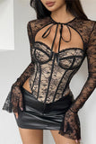 Lace Overlay Bustier Top