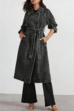 Waist-Tie Denim Trench Coat