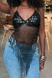 Sequined Fringe Tank Top