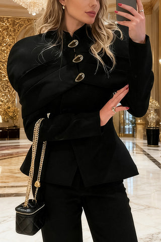 Statement Button-Accent Blouse