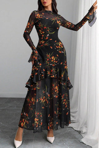 Floral Ruffle Tiered Casual Dress