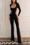 Long-Sleeve Jumpsuit with Side Detail