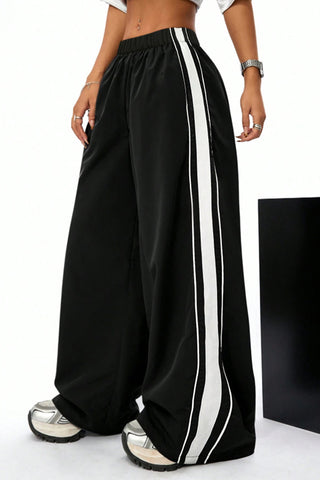 Wide-Leg Stripe Casual Pants