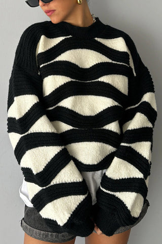 Striped Wave Pattern Sweater