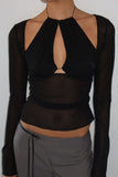 Sheer Mesh Long-Sleeve Tank Top