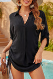 Stylish V-Neck Drawstring Tunic Top