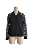 Lace-Accent Zip-Up Jacket