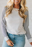 Stripe Raglan Patchwork Long Sleeve Tee