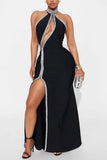 Glamorous Halter Cut-Out Evening Gown