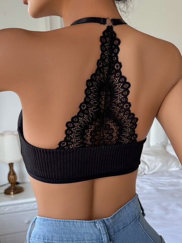 Lace Back Ribbed Tank Top