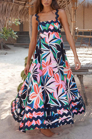 Scalloped-Trim Casual Maxi Dress