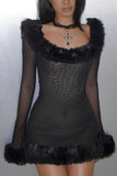 Sheer Long-Sleeve Night Out Dress