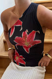 Asymmetrical Floral Print Camisole