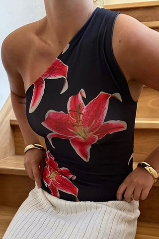 Asymmetrical Floral Print Camisole