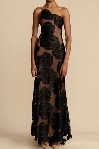 Strapless Floral Evening Gown