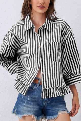 Striped Ruffle Hem Blouse