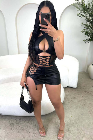 Stylish Criss-Cross Skirt Set