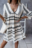 Patterned V-Neck Boho Dress
