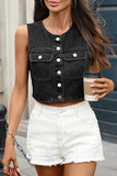 Button-Front Denim Vest