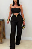 Strapless Cutout Wide-Leg Jumpsuit
