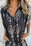 Printed Button-Front Casual Dress