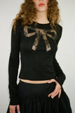 Lace Bow Detail Long Sleeve T-Shirt